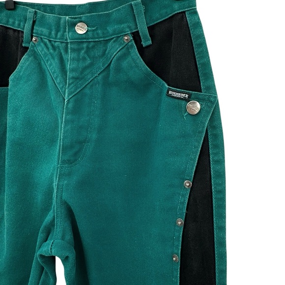 Vintage Roughrider Western Jeans High Waisted Embellished Cut Out Teal Black 24" - Picture 5 of 9